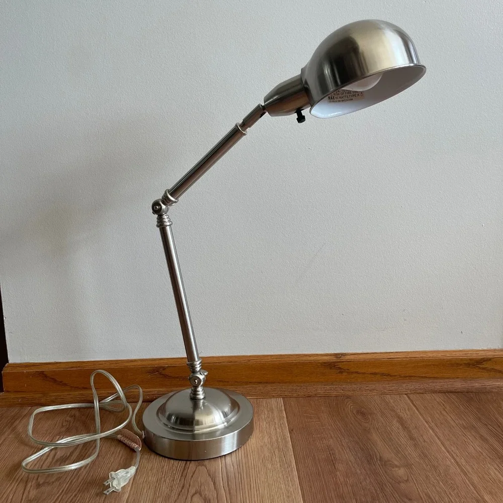 VTG IKEA Format Desk Lamp Silver Steel Adjustable Arm Industrial Modern